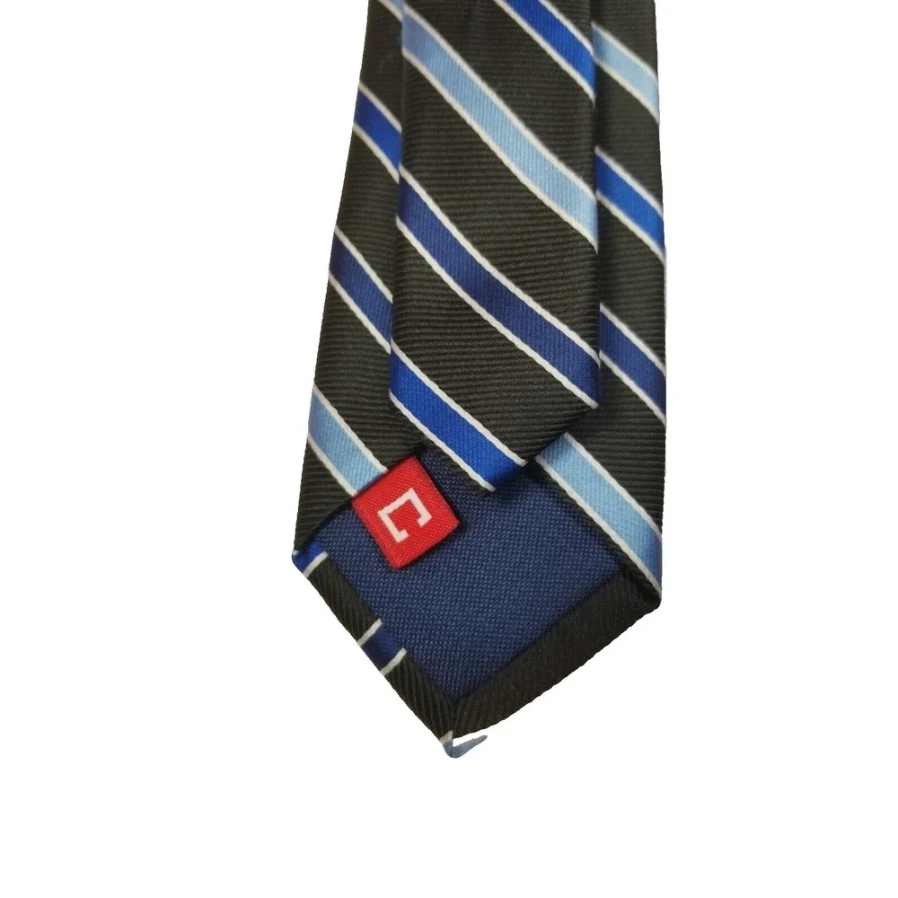 Chaps Boy's‎ Black and Blue Striped Pointed Neck Polyester Textured Tie